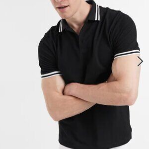 ASOS DESIGN Men's Tipped Pique Polo Shirt in Black Size L